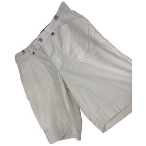Lee Womens White Bermuda Shorts Sz 10 M Stretch Cotton Comfort Waist RV10322
